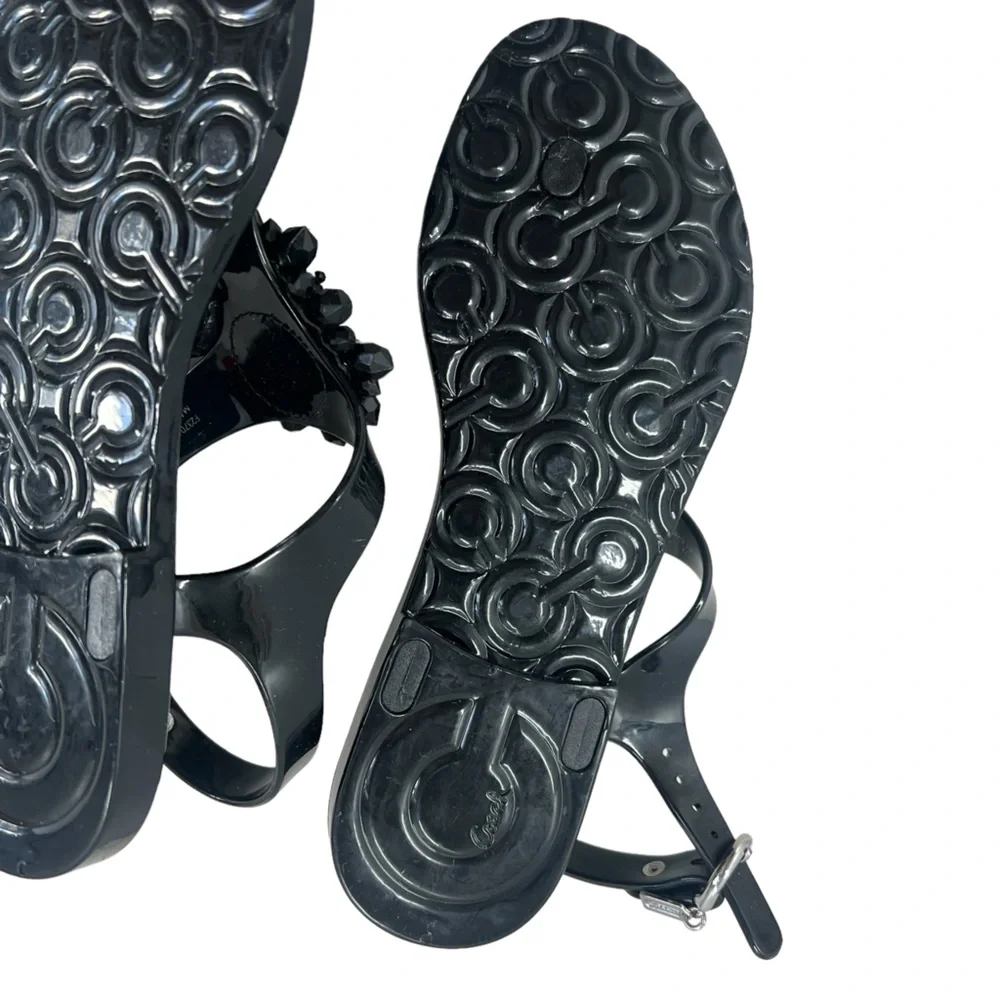 Coach Black Beaded Hilda Jelly‎ Sandals Women Size 5B